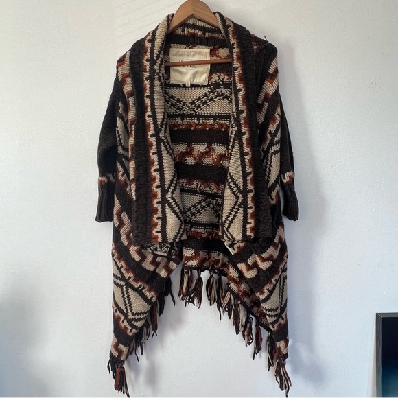Abercrombie & Fitch Wool Blend Bohemian Aztec Print Open Hippie Cardigan Sz M/L - Picture 2 of 9